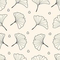Seamless pattern hand- drawn gingko leaf on white background vector
