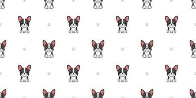 Cartoon character cute french bulldog seamless pattern background vector