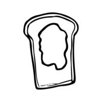 slice of bread with butter smeared on it - Hand Drawn Doodle vector