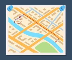 Top view of the day time city map with street and river, urban map. GPS map navigator concept. illustration. vector