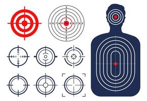 Target and aim, targeting and aiming. Target or aim symbol. Military rifle scope, shooting mark. . vector