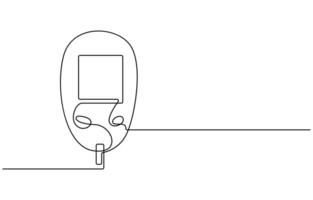 Continuous one line drawing of diabetes equipment's. Medical health care concept. Minimalistic art.Continuous one line drawing of diabetes measuring blood sugar before meal. Diabetic health concept vector