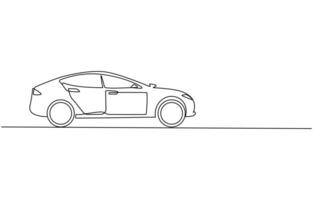 continuous one line drawing of car icon. One line Car icon background ,One single continuous line drawing of old vintage car, line draw vector