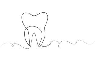 Tooth icon in continuous line drawing style. Line art of tooth icon. illustration, Single line drawing of a tooth vector