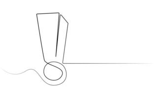 Exclamation point. One line continuous exclamation point. Line art, Continuous one line drawing of Exclamation mark illustration vector