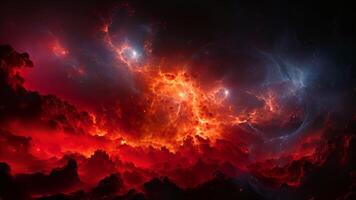 Cosmic Nebula With Fiery Colors and Stars in Deep Space video