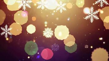 Christmas bokeh lights background with seamless snowing loop. A.I. generated art. video