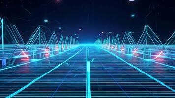 Neon lights ripple through a grid, generating an energetic atmosphere. video
