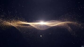 Dynamic particles of light scatter and regroup, forming mesmerizing patterns against a dark, infinite backdrop. video
