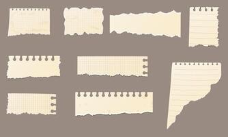 Scrapbook retro paper sheet set. Old torn pages vintage collection. vector