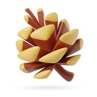 Pine cone minimal 3d icon cute forest design element isolated on white background vector
