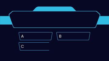 Quiz Neon Line Animation with option selection in blue background video