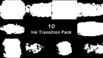 Ink Transition Pack with 10 Unique Grunge Effects for Editing and Motion Graphics. Black and white reveal. Ink splatter. Overlay, alpha matte composition. Ink background. video