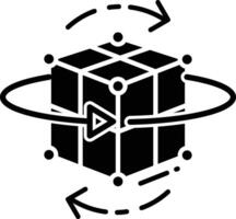 3d cube solid glyph illustration vector
