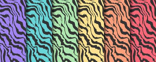 Colorful Jungle Stripes Print Pattern Background Set vector