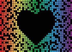 Digital Pixel Background Heart Frame vector