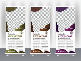 Roll up banner design for business presentation redy for print 3 color aditable size 31.9 x 79 inches with Bleed 1 inches vector