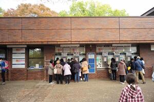 Tokyo, Japan,November 18, 2023 - Group of people buying the entrance ticket from the machine photo