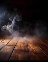 Abstract Smoke Texture on a empty wooden table Dark Brown Wooden Background photo