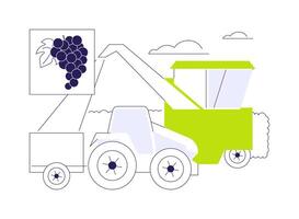 Mechanical harvesting of grapes abstract concept illustration. vector