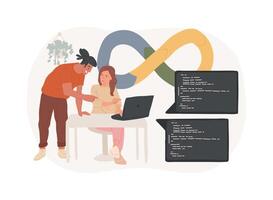 DevSecOps workflow isolated cartoon illustrations. vector