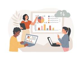 Synchronized access isolated cartoon illustrations. vector