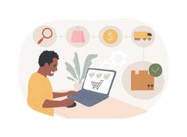 E-Commerce order processing isolated cartoon illustrations. vector