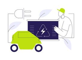 Reusing and repurposing EV batteries abstract concept illustration. vector