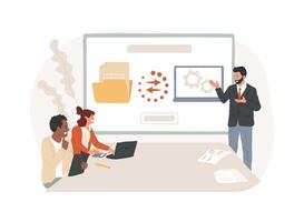 Automated data transfer isolated cartoon illustrations. vector
