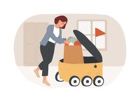 Food delivery robot isolated cartoon illustrations. vector