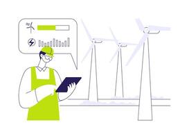 Wind turbine maintenance abstract concept illustration. vector