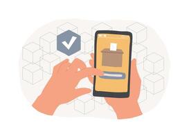 Blockchain voting mechanism isolated cartoon illustrations. vector