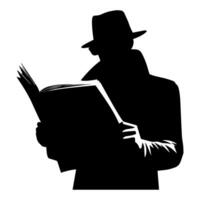 Silhouette of a man in a hat with a newspaper vector