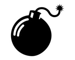 Silhouette of a bomb with burning wick. vector
