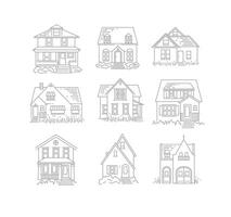 Set of house different forms icons drawing in flat style on white background vector
