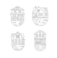 Set of house badges different forms drawing in flat style on white background vector