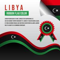 Libya ribbon flag with Badge Flag and decoration vector