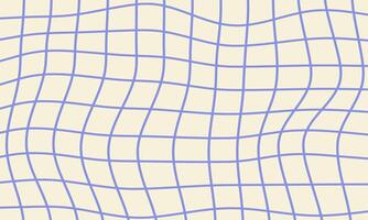 Abstract wavy grid pattern in violet on a beige background, creating a modern, minimalist aesthetic, psychedelic design. Mesh hand drawn illustration vector