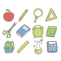 back to school element doodle set vector