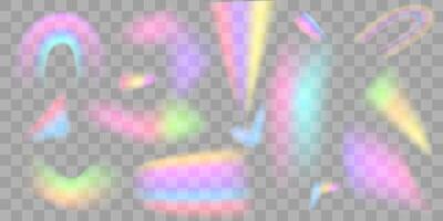 optical rainbow lights, translucent highlights with prism and reflection effect vector