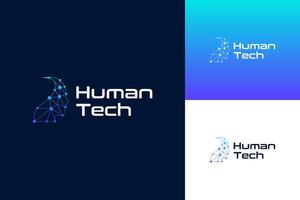 artificial intelligence logo design with brain tech, connect logo concept vector