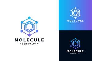 Molecule tech logo design with connect concept vector