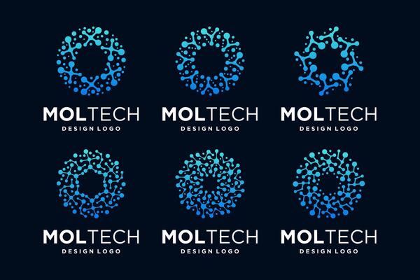Molecule logo, tech connect logo design collection
