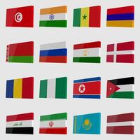Large set of national flags 3D vector