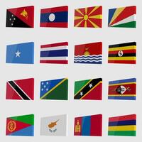 3D national flags with highlights vector