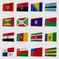 Large set of 3D flags vector