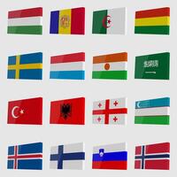Set of 3D country flags vector