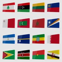 Big set of isometric country flags vector