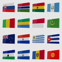 Large set of country flags with highlights vector