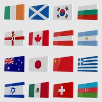Set of isometric national flags vector